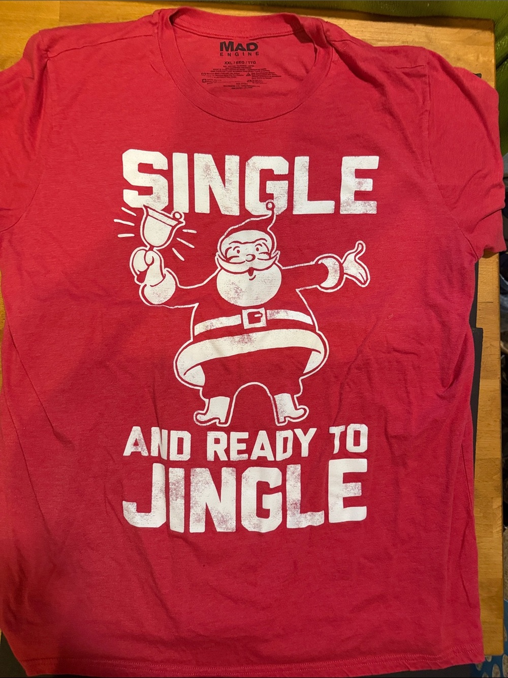 MAD Engine Red Adult Holiday Santa Graphic Tee